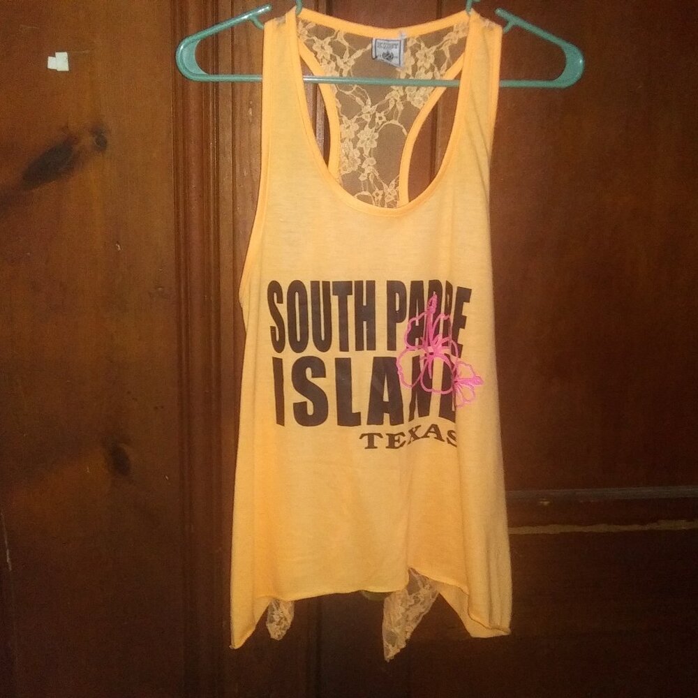 South Padre Island Orange Tank Top sz. L